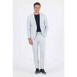 Gri Gofreli Mono Yaka Esnek 6 Drop Slim Fit Classic Takım Elbise 1001250117 - 46