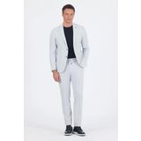 Gri Gofreli Mono Yaka Esnek 6 Drop Slim Fit Classic Takım Elbise 1001250117