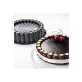 Gri Granit Döküm Kulplu Dilimli Tart Kalıbı 26cm