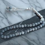 Gri Jasper Tesbih 33' Lük Tesbih Orijinal Doğal Taş Renk Atmaz Gri Jasper Taşı 10 mm Boyut