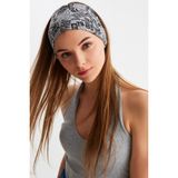 Gri Kadin Cift Tarafli Kullanim Alternatifli, Pamuklu Penye, Kaymaz, Hafif, Spor Sac Bandi Bandana
