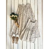 Gri-Kahve Çiçekli Poplin Anne Etek ve Kız Çocuk Elbise Kombini (Tekli Satılmaktadır) - Gri - Kahverengi - 2 - 3 Yaş