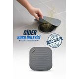 Gri Kare Silikon Gider Kapağı Koku Önleyici Lavabo Banyo Mutfak Gider Tıkacı 14.5 Cm