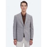 Gri Kareli Slim Fit Yün Karışımlı Ceket