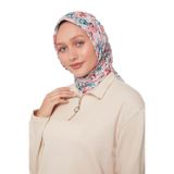 Gri Karışık Çiçek Desen Soft Eşarp
