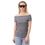 Gri Kayık Yaka Kısa Kollu Triko Bluz, 50% Pamuk 30% Akrilik, 49 cm Uzunluk, 35 cm Genişlik (gri, m)