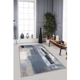 Gri Kaymaz Taban Makinede Yıkanabilir Salon Modern Halı MX06