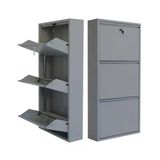 Gri Kilitli Metal Ayakkabilik Mac3 - 3 Kapakli - 50X15x103 H