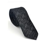 Gri Kırcıllı Desenli Siyah Dokuma Kumaş Mendilli Slim Fit Kravat // SDK-2501-1 GF2508-SDK2501-1