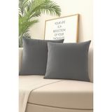 Gri Kırlent Kılıfı 4'lü Set - Gizli Fermuarlı - Kadife Dokulu - 43 x 43 cm