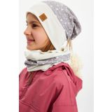 Gri Kiz Bebek Cocuk Ponponlu Bere Boyunluk Set Yumusak Cift Katli 100 Dogal Pamuklu