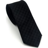 Gri Küp Desenli Siyah Dokuma Kumaş Mendilli Slim Fit Kravat // SDK-2605-1