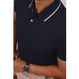 Gri Lacivert Yaka Çizgili Hediye Kutulu Erkek Polo Yaka Tişört XL