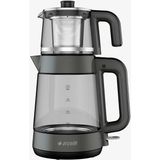 Gri LED Işıklı Cam Kettle Çay ve Su Isıtıcı, Modern ve Şık Tasarım - Altın - Gri