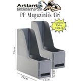 Gri Magazinlik Demonte Plastik 2 Adet Plastik Kutu Klasörü Magazinlik A4 Dosya ve Masa Düzenleyici Sınıf Ev Ofis