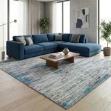 Gri Mavi Salon Halısı Modern Dokulu Dijital Baskılı Kaymaz Tabanlı Halı Dijital Baskı Halı 7 Mm