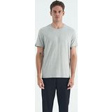 Gri Melanj Basic Kısa Kol Standart Kalıp O Yaka Erkek T-Shirt - 87911