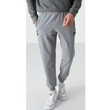 Gri Melanj Fermuar Cepli Standart Kalıp Jogger Erkek Eşofman Alt - 84587
