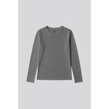 Gri Melanj O Yaka Standart Fit Uzun Kollu Basic Kadın T-Shirt - 97312 - Gb Melanj