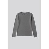 Gri Melanj O Yaka Standart Fit Uzun Kollu Basic Kadın T-Shirt - 97312