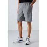 Gri Melanj Pamuklu Kalın Yumuşak Dokulu Comfort Fit Basic Erkek Şort - 81261