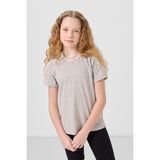 Gri Melanj Pamuklu O Yaka Standart Fit Basic Kız Çocuk T-Shirt - 75177 - 10 - 11 Yaş - G1 Melanj
