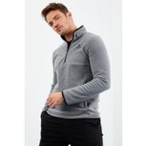 Gri Melanj Yarım Fermuarlı Sweatshirt Slim Fit Dik Yaka Erkek Polar - 87891 | S