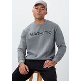 Gri Melanj Yazı Nakışlı O Yaka Rahat Form İçi Polarlı Erkek Sweatshirt - 88020