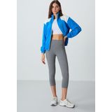 Gri Melanj Yüksek Bel Slim Fit Dar Paça Kadın Kapri Tayt - 93097
