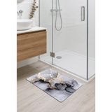 Gri Mermer Desenli Banyo Mutfak Oda Balkon Paspası 40x70cm Kaymaz Taban Dikişli Kenar