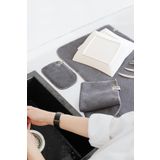Gri Microwell 3 Prç Set Microfiber Bulaşık Kurutma Matı 3'lü Mutfak Seti Kurulama Bezi Örtüsü