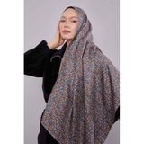 Gri Mini Yazı Detay Twill İpek Eşarp