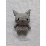 Gri Miniş Pisi Uyku Arkadaşı Amigurumi Organik Oyuncak