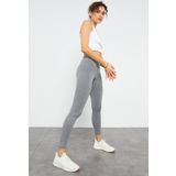 Grı Mlnj Yüksek Bel Toparlayıcı Slim Fit Dar Paça Kadın Tayt - 94011