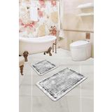 Gri Modern Klasik Banyo Halısı Klozet 2'li Paspas Seti BS286