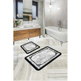 Gri Modern Klasik Banyo Halısı Klozet 2'li Paspas Seti BS287