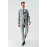 Gri Mono Yaka 6 Drop Comfort Fit Tam Astar Esnek Takım Elbise 1001240102