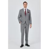 Gri Mono Yaka 6 Drop Comfort Fit Tam Astar Esnek Takım Elbise 1001250104