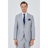 Gri Mono Yaka Desenli Astarlı Çift Yırtmaç Esnek 6 Drop Comfort Fit Classic Takım Elbise 1001250161 - 58