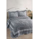 Gri Örtüm Eylül Çift Kişilik Kapitone Yatak Örtüsü Microfiber 3D Tema Hava Geçirgenliği Özelliği - 250 x 260 cm