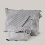 Gri Pamuk Saten Fitted Çarşaf Tek Kişilik (100X200)