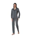 Gri Pamuklu Önden Düğmeli Kadın Pijama Takımı Effort, 3XL, EF8097-198IGP101335