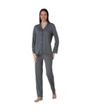 Gri Pamuklu Önden Düğmeli Kadın Pijama Takımı Effort, S, EF8097-198IGP101330