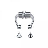 Gri Paslanmaz Çelik Mıknatıslı Fake Sahte Septum Piercing
