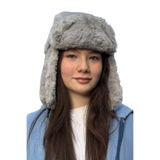 Gri Peluş Pilot Şapka – Kışlık Kulaklıklı Sıcak Tutan Yumuşak Kürk Şapka, Unisex Genç Model