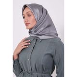 Gri Petek Desen Monogram İpek Eşarp