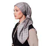 Gri Petek Desen Twill İpek Eşarp