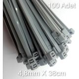 Gri Plastik Cırt Kelepçe 4.8X38CM Kablo Bağı Elektrik Kablosu 100 Adet