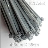 Gri Plastik Cırt Kelepçe 4.8x38cm Kablo Bağı Elektrik Kablosu 100