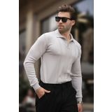 Gri Polo Yaka Çizgili Erkek Triko Kazak 7265